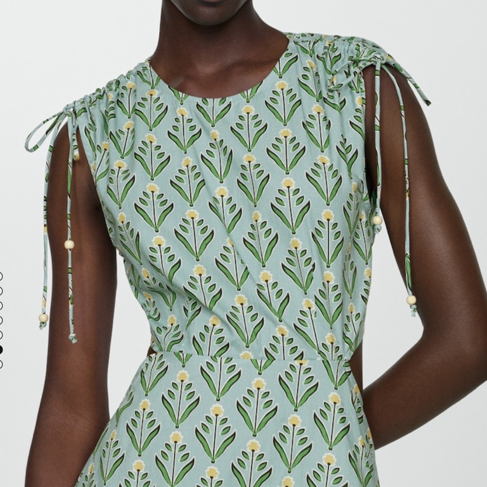 Mango MNG Floral Block Print Maxi Dress with Openings